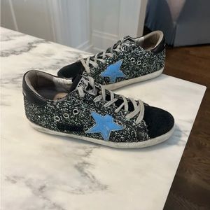 Golden Goose Black and Blue Star Sneakers